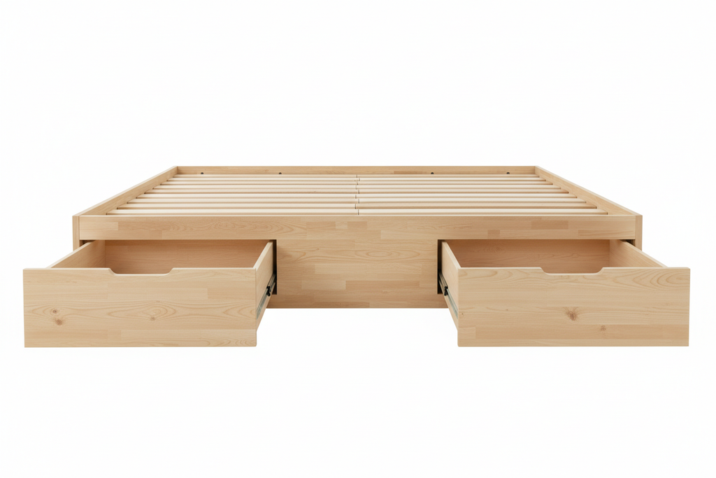 Queen Platform Storage Bed Frame with drawers open on both sides