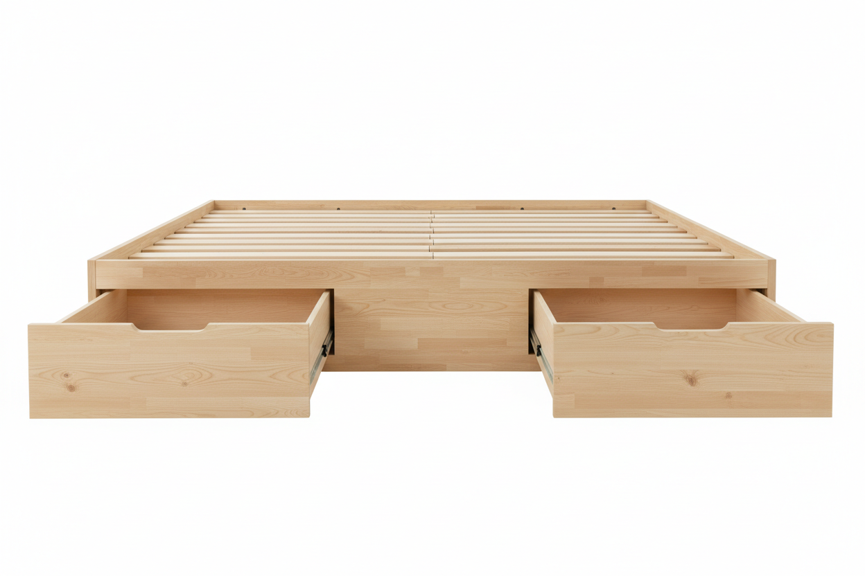 Queen Platform Storage Bed Frame with drawers open on both sides