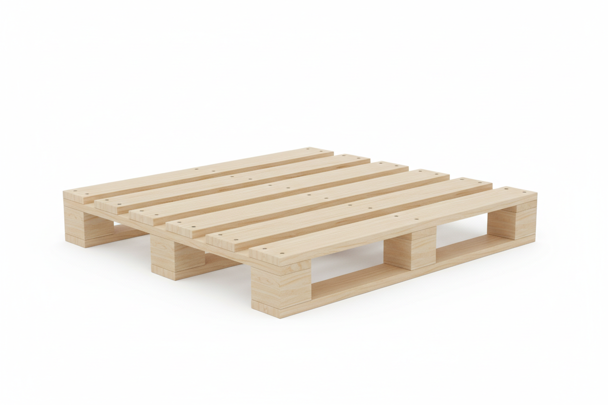Non-standard custom-size SPF wood pallet on white background